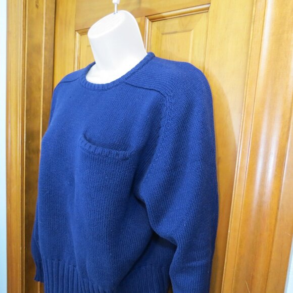 VTG :Lizsport Liz Sport Women's Navy Crew Neck Cotton Sweater 1980's Size Large - Picture 3 of 9
